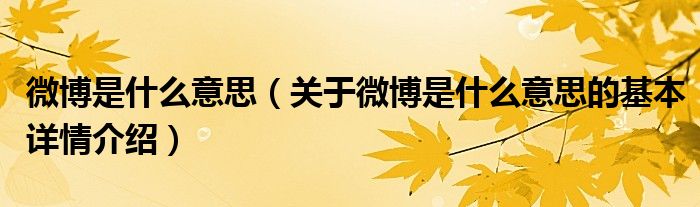 微博是什么意思（关于微博是什么意思的基本详情介绍）