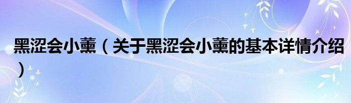 黑涩会小薰（关于黑涩会小薰的基本详情介绍）