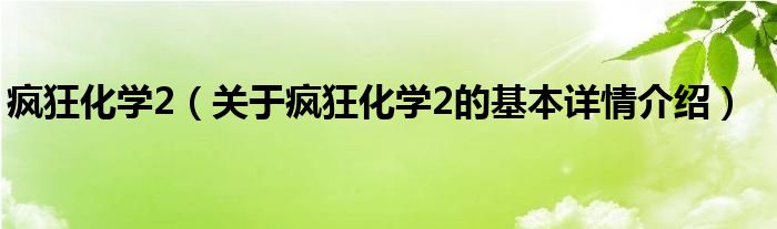 疯狂化学2（关于疯狂化学2的基本详情介绍）