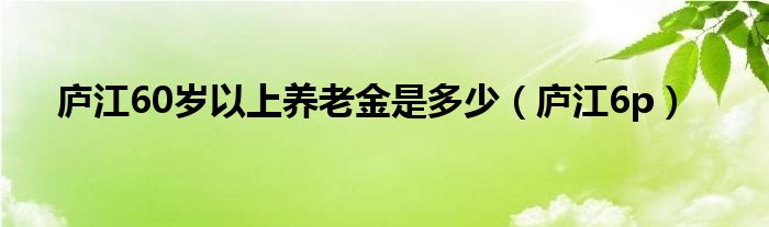 庐江60岁以上养老金是多少（庐江6p）