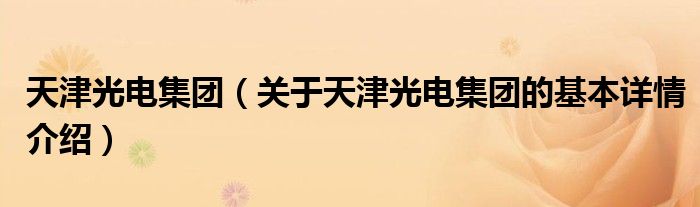 天津光电集团（关于天津光电集团的基本详情介绍）
