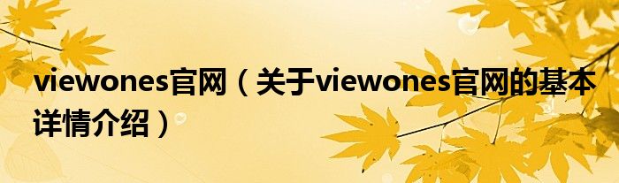viewones官网（关于viewones官网的基本详情介绍）