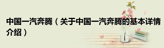 中国一汽奔腾（关于中国一汽奔腾的基本详情介绍）