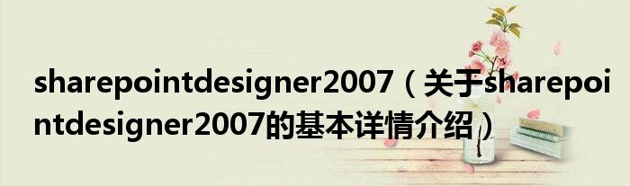 sharepointdesigner2007（关于sharepointdesigner2007的基本详情介绍）