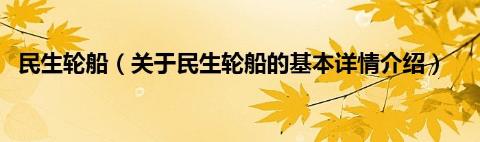 民生轮船（关于民生轮船的基本详情介绍）