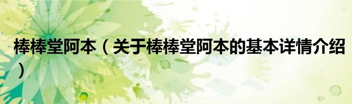 棒棒堂阿本（关于棒棒堂阿本的基本详情介绍）