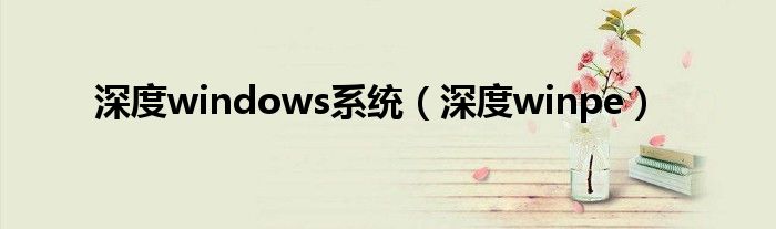 深度windows系统（深度winpe）