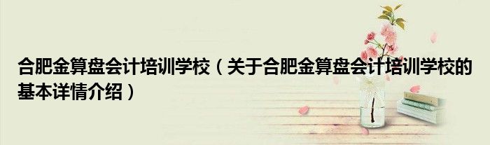 合肥金算盘会计培训学校（关于合肥金算盘会计培训学校的基本详情介绍）