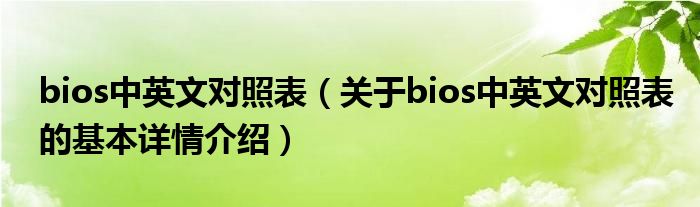 bios中英文对照表（关于bios中英文对照表的基本详情介绍）