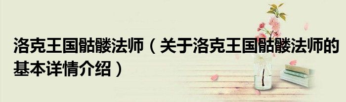 洛克王国骷髅法师（关于洛克王国骷髅法师的基本详情介绍）