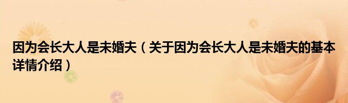 因为会长大人是未婚夫（关于因为会长大人是未婚夫的基本详情介绍）