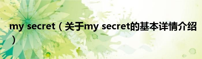 my secret（关于my secret的基本详情介绍）