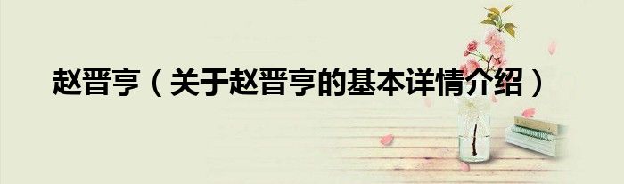 赵晋亨（关于赵晋亨的基本详情介绍）