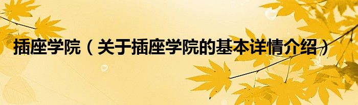 插座学院（关于插座学院的基本详情介绍）