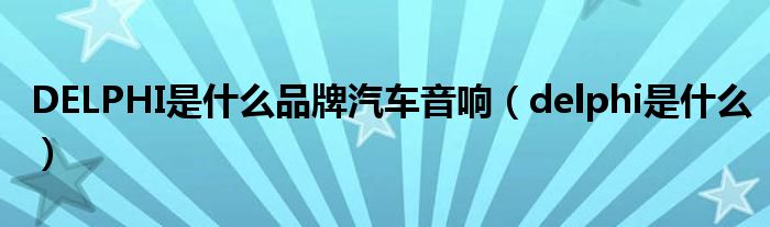 DELPHI是什么品牌汽车音响（delphi是什么）
