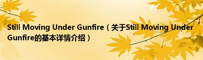 Still Moving Under Gunfire（关于Still Moving Under Gunfire的基本详情介绍）