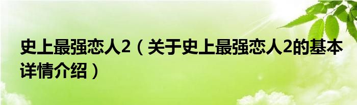 史上最强恋人2（关于史上最强恋人2的基本详情介绍）