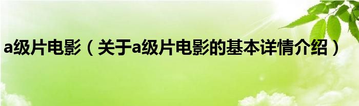 a级片电影（关于a级片电影的基本详情介绍）