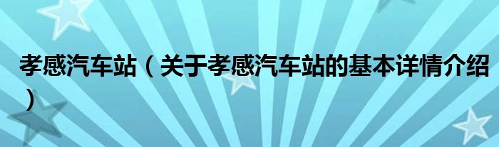 孝感汽车站（关于孝感汽车站的基本详情介绍）