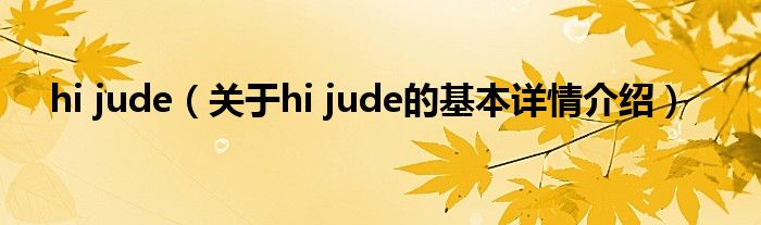 hi jude（关于hi jude的基本详情介绍）