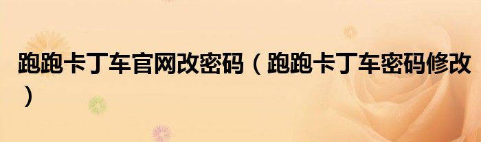 跑跑卡丁车官网改密码（跑跑卡丁车密码修改）