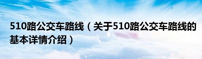 510路公交车路线（关于510路公交车路线的基本详情介绍）