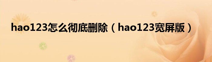 hao123怎么彻底删除（hao123宽屏版）