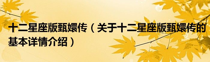 十二星座版甄嬛传（关于十二星座版甄嬛传的基本详情介绍）