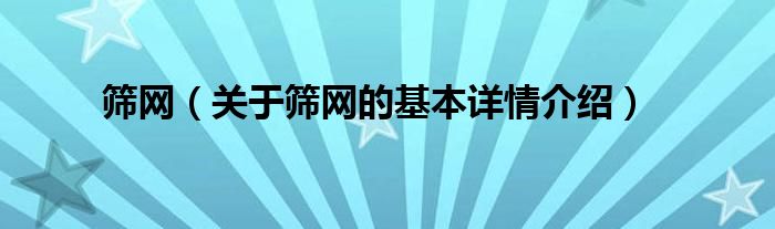 筛网（关于筛网的基本详情介绍）