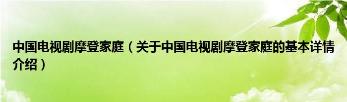 中国电视剧摩登家庭（关于中国电视剧摩登家庭的基本详情介绍）