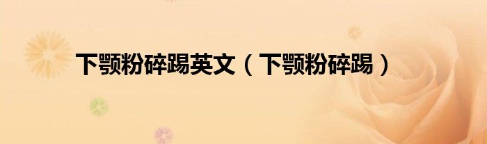 下颚粉碎踢英文（下颚粉碎踢）