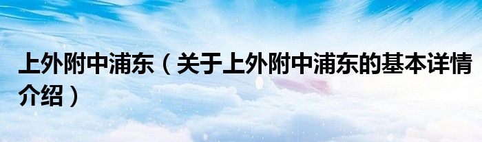 上外附中浦东（关于上外附中浦东的基本详情介绍）