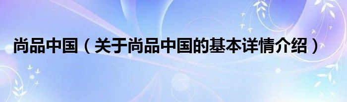尚品中国（关于尚品中国的基本详情介绍）