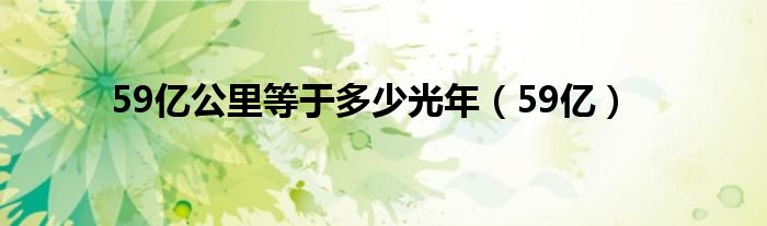 59亿公里等于多少光年（59亿）