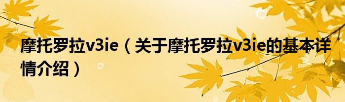摩托罗拉v3ie（关于摩托罗拉v3ie的基本详情介绍）