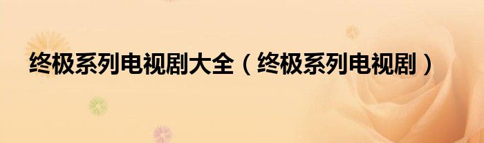 终极系列电视剧大全（终极系列电视剧）