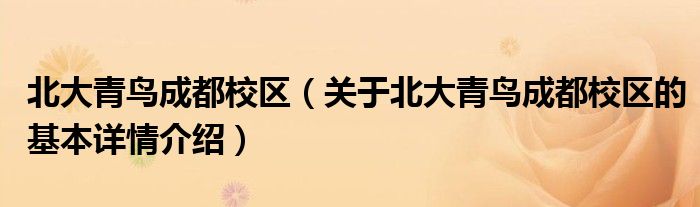 北大青鸟成都校区（关于北大青鸟成都校区的基本详情介绍）