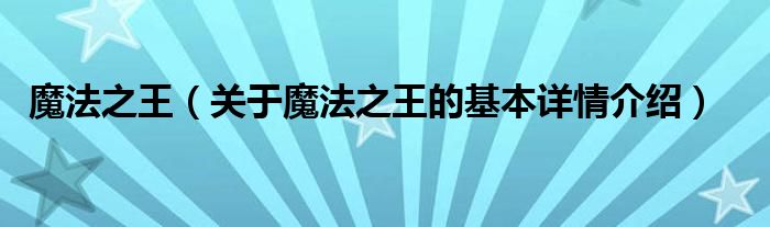 魔法之王（关于魔法之王的基本详情介绍）