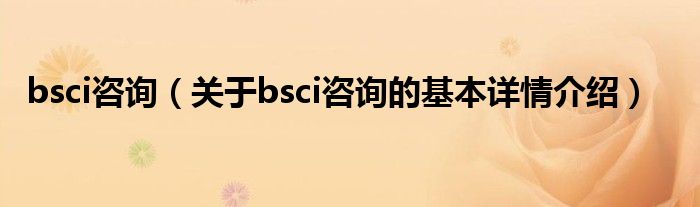 bsci咨询（关于bsci咨询的基本详情介绍）
