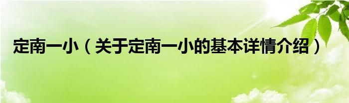 定南一小（关于定南一小的基本详情介绍）