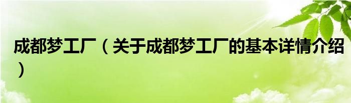 成都梦工厂（关于成都梦工厂的基本详情介绍）