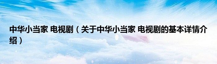 中华小当家 电视剧（关于中华小当家 电视剧的基本详情介绍）