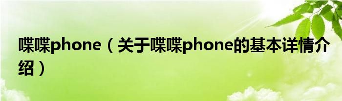 喋喋phone（关于喋喋phone的基本详情介绍）