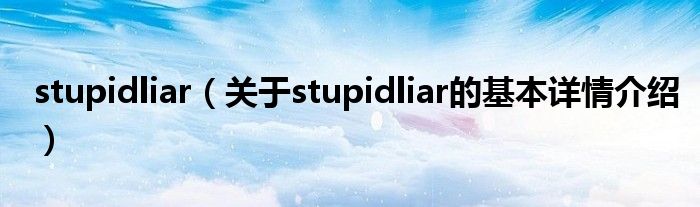 stupidliar（关于stupidliar的基本详情介绍）