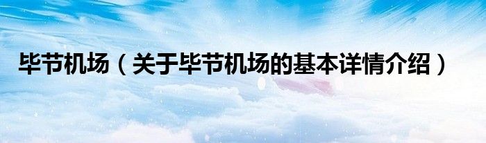 毕节机场（关于毕节机场的基本详情介绍）