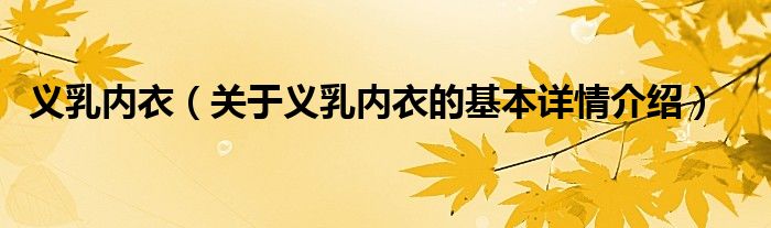 义乳内衣（关于义乳内衣的基本详情介绍）