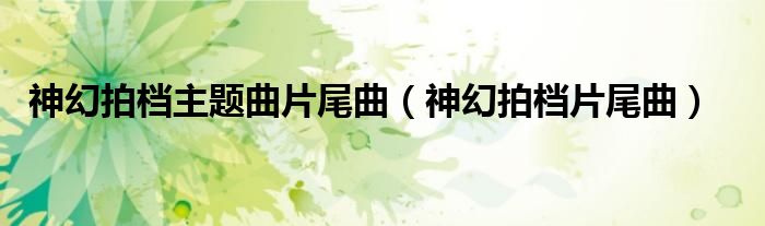 神幻拍档主题曲片尾曲（神幻拍档片尾曲）