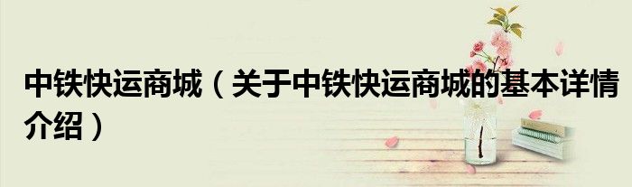 中铁快运商城（关于中铁快运商城的基本详情介绍）