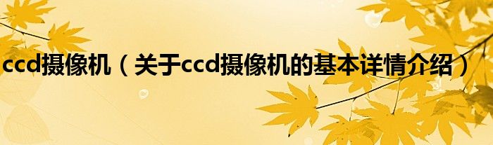 ccd摄像机（关于ccd摄像机的基本详情介绍）
