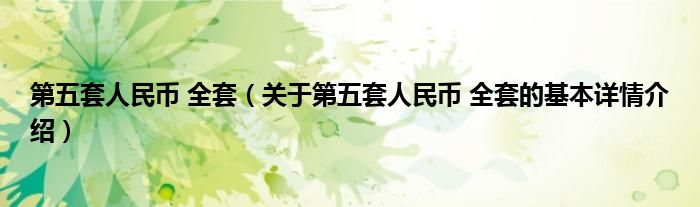 第五套人民币 全套（关于第五套人民币 全套的基本详情介绍）